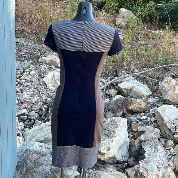 Stripes and Color Block Mini/Midi Dress Stylish Zip Up Bodycon by Penny Black M - Picture 4 of 8